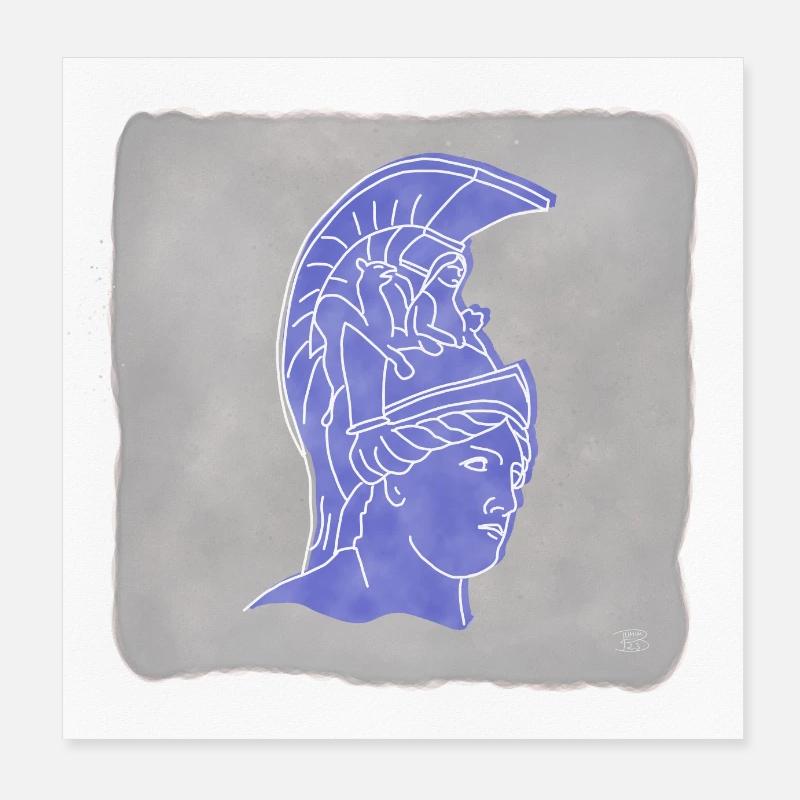 "Athena", boho line art design, series "Greece" Poster 8" x 8" (20x20 cm)