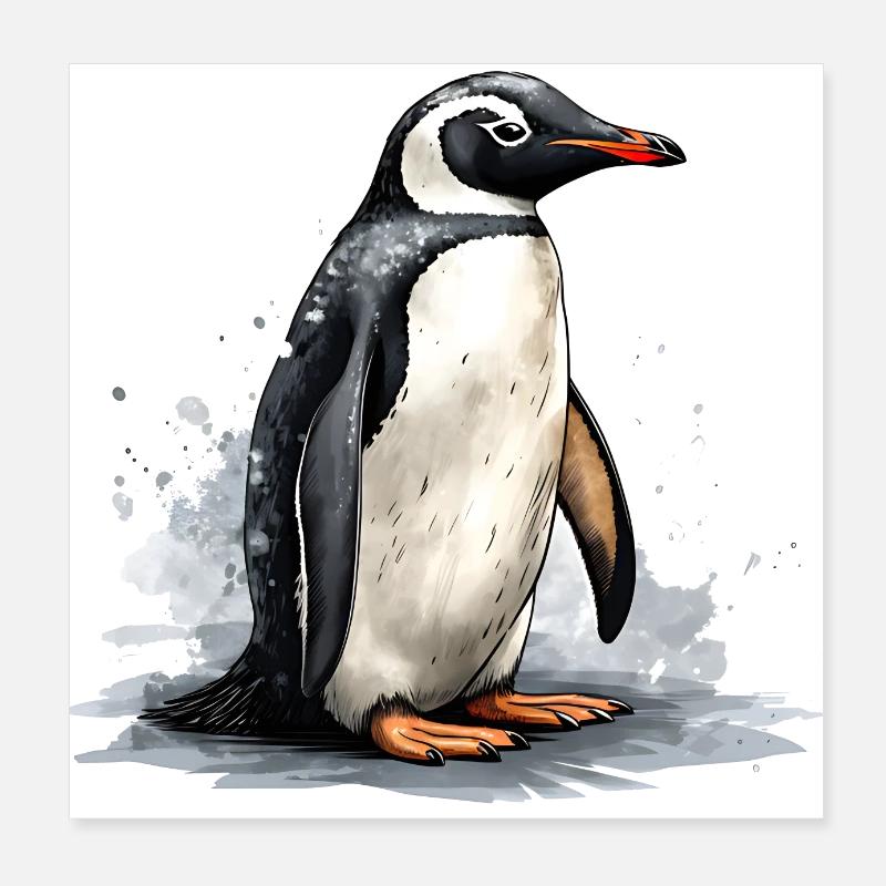 Penguin on ice floe Poster 8" x 8" (20x20 cm)