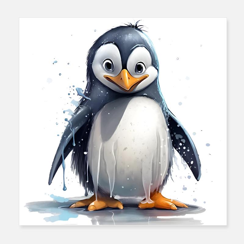 Lustiger Pinguin Poster 20x20 cm