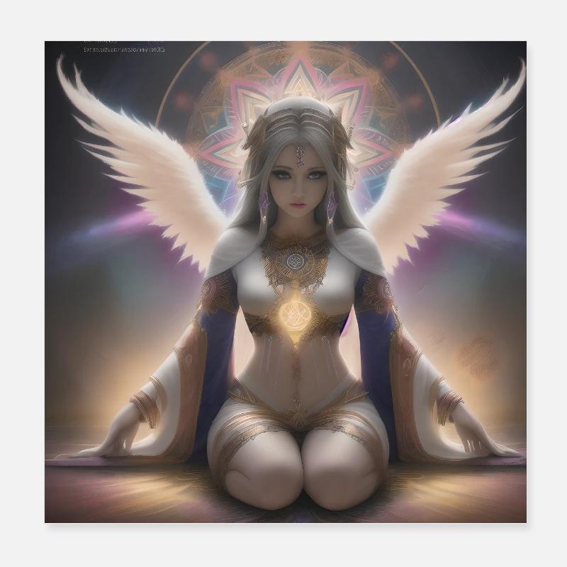 Lysets engel - Poster 20x20 cm - hvid