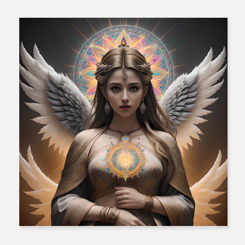 Skytsengel - Poster 20x20 cm - hvid