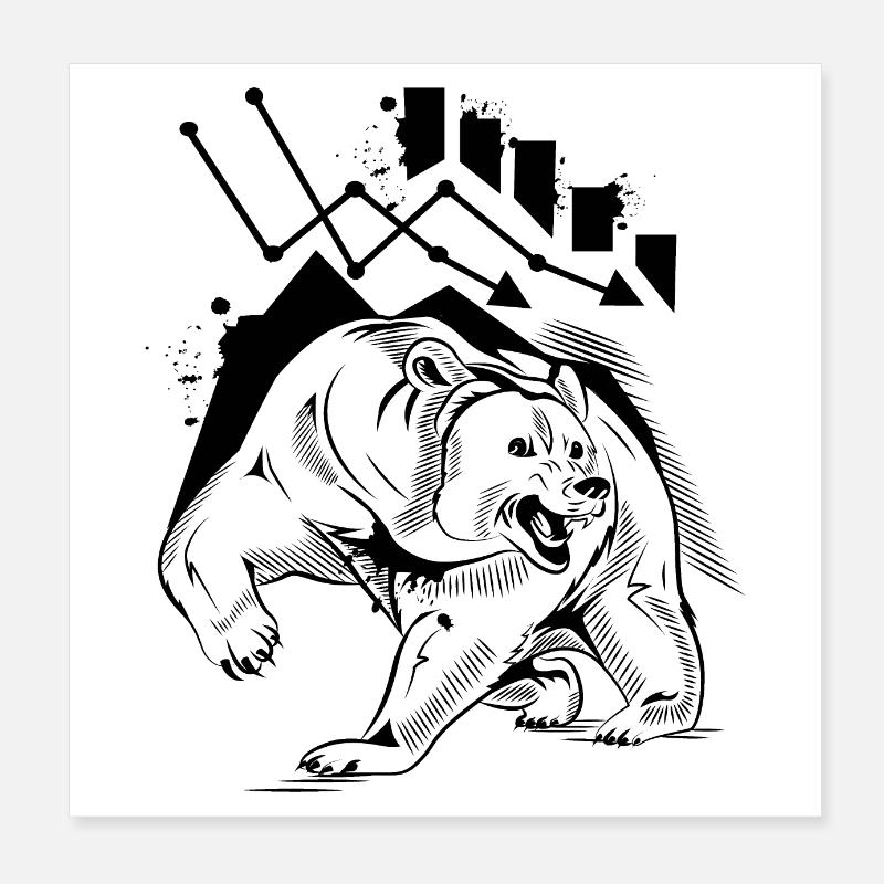 Bearish - Poster 20x20 cm - Weiß