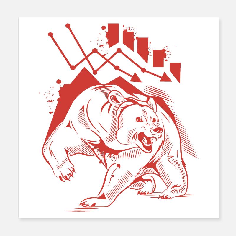 Bearish red Poster 20x20 cm