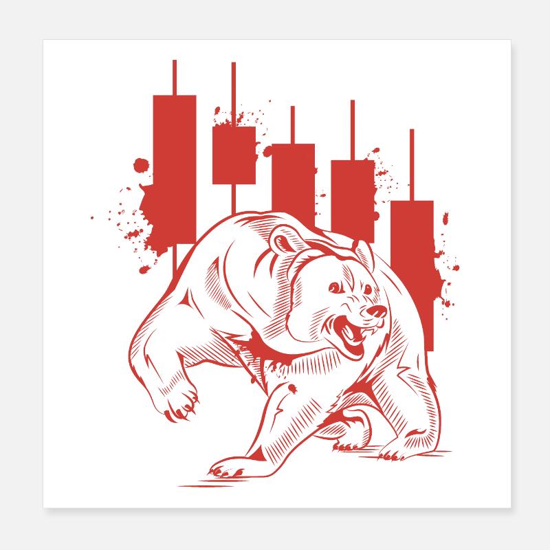 Bearish RED Poster 20x20 cm