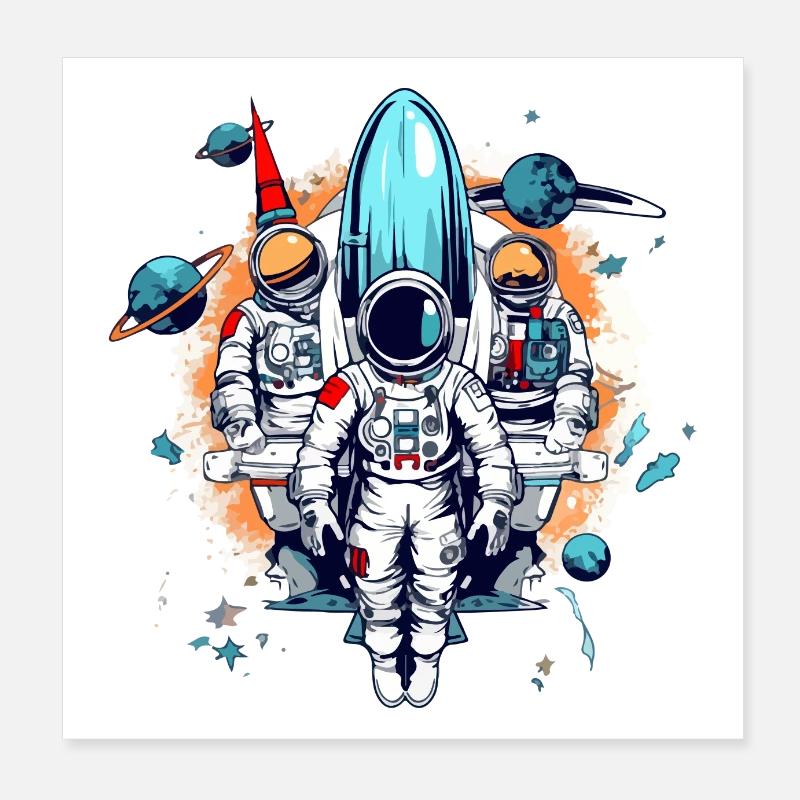 Astronauts Poster 8" x 8" (20x20 cm)