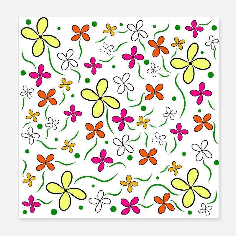 Fleur prairie motif floral fleur vrille fleur fleur Poster 20 x 20 cm
