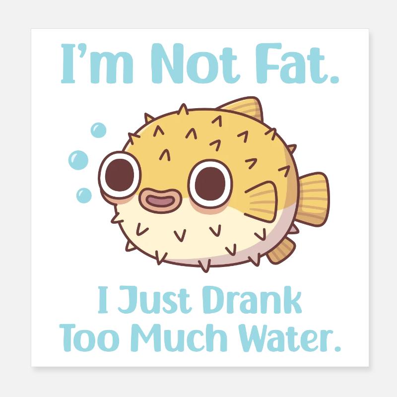 Puffer Fish pas gras juste bu trop d’eau Poster 20 x 20 cm