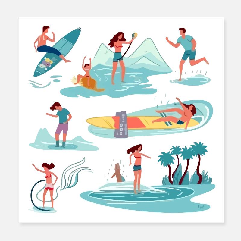 Water activities Poster 8" x 8" (20x20 cm)