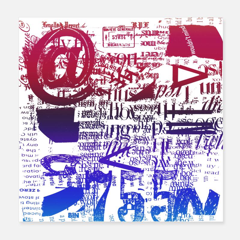 Newspaper Clips Scrapbook Magazines Alphabet Code Poster 8" x 8" (20x20 cm)