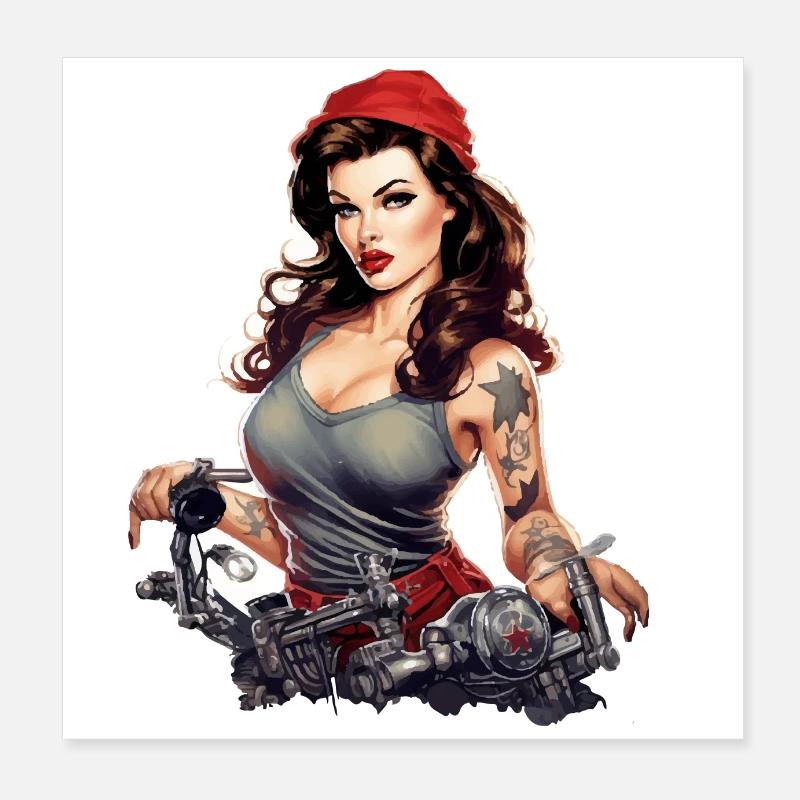 Lydia pinup mechanic Poster 8" x 8" (20x20 cm)