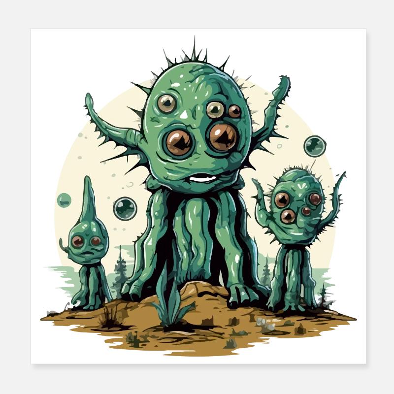 Alien cactus Poster 8" x 8" (20x20 cm)