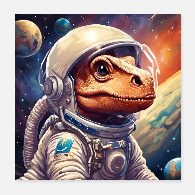 Space Explorosaur Poster 8" x 8" (20x20 cm)