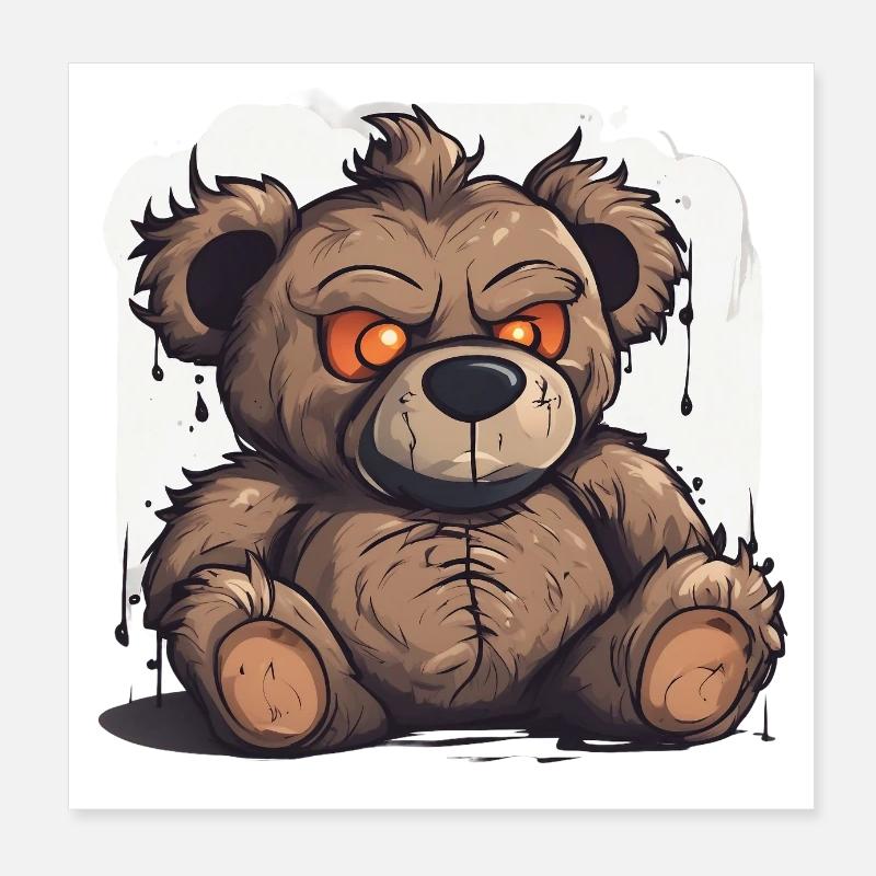a scary teddy bear Poster 20x20 cm