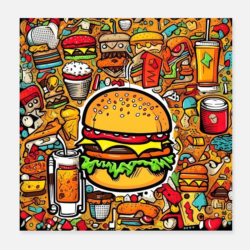Burger multi motif Poster 20 x 20 cm