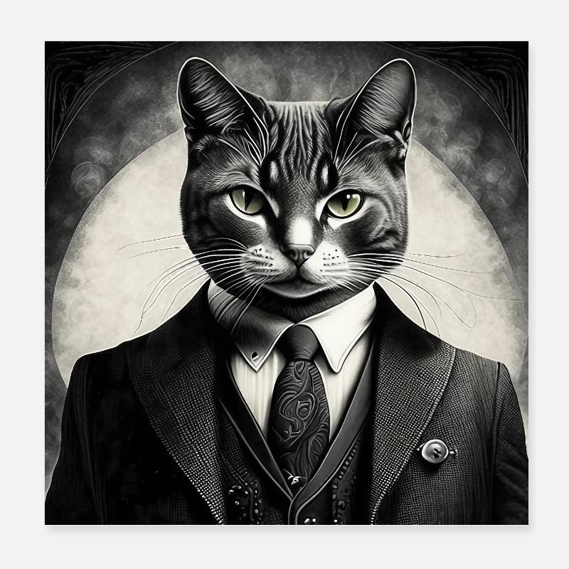 Chat d’affaires en costume Poster 20 x 20 cm