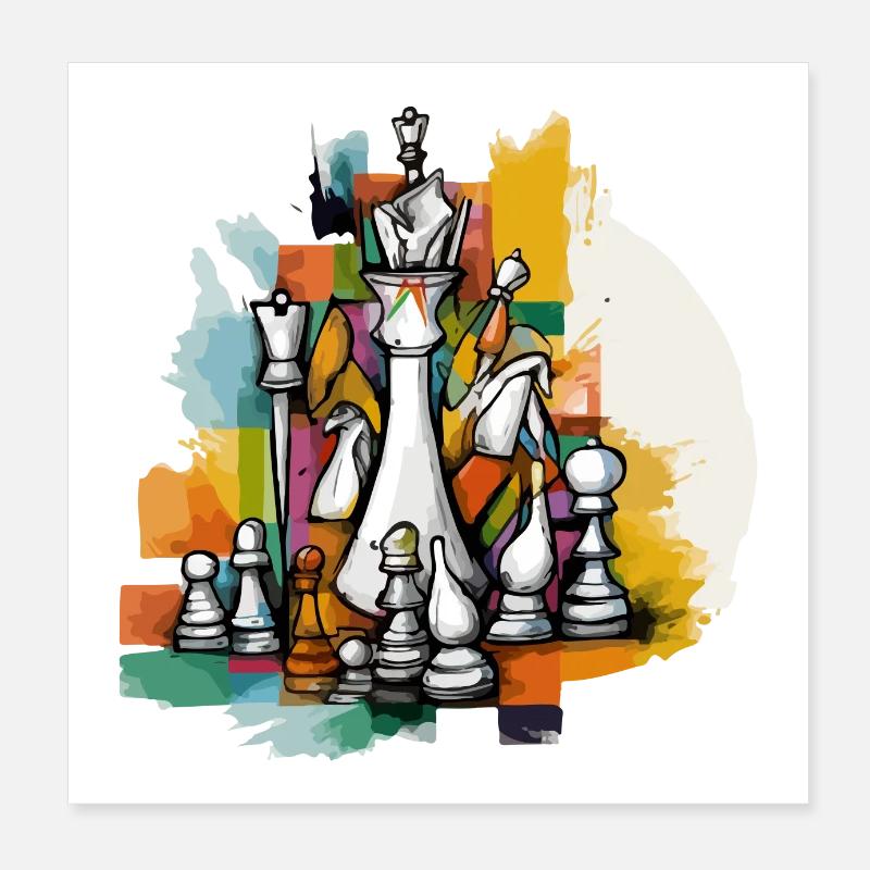 Composition échiquéenne Poster 20 x 20 cm