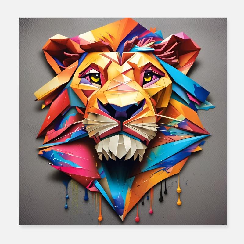 Bespritzter Papierlöwe Poster 20x20 cm