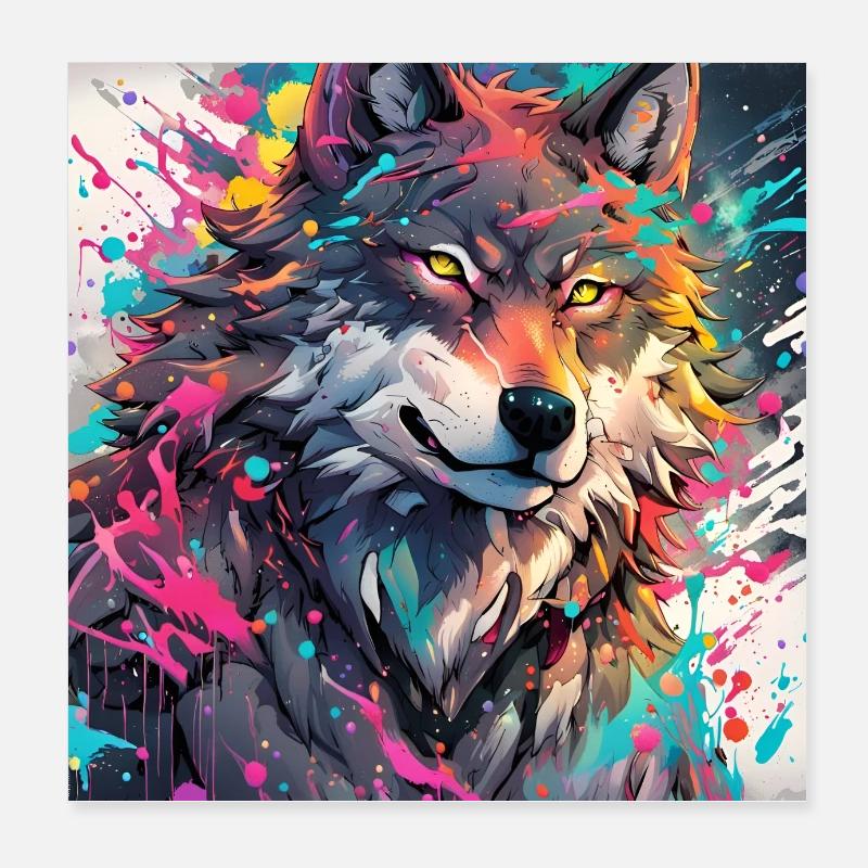 Urbaner Wolf Poster 20x20 cm