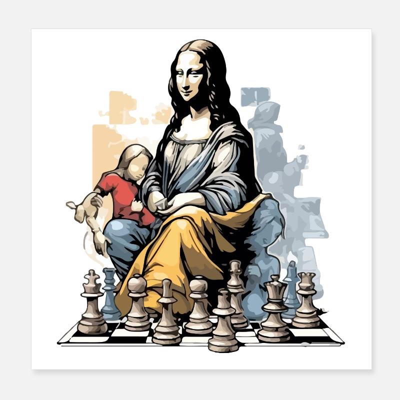 Mona au club d'échecs Poster 20 x 20 cm
