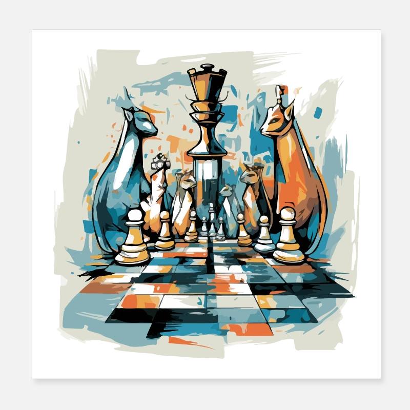 Cats and chess Poster 8" x 8" (20x20 cm)