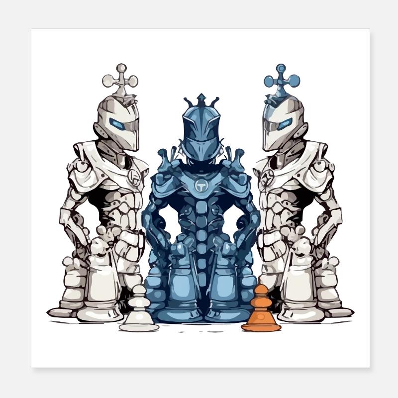 Futuristische Schachfiguren Poster 20x20 cm