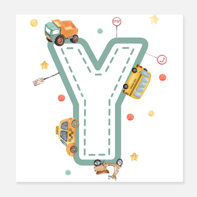 Letter y vehicle - personalized child gift Poster 8" x 8" (20x20 cm)