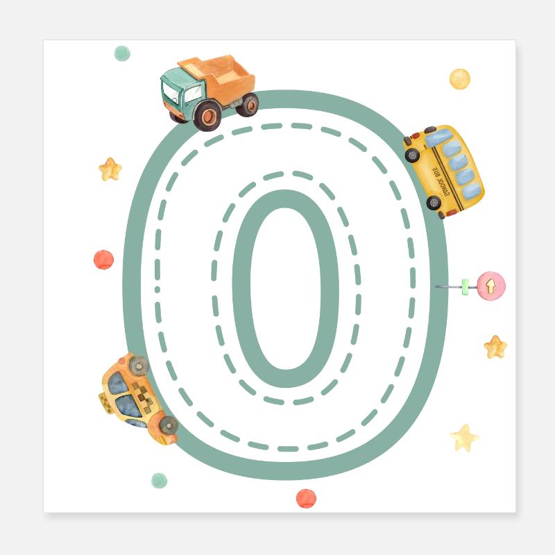 Letter o vehicle - personalized child gift Poster 8" x 8" (20x20 cm)