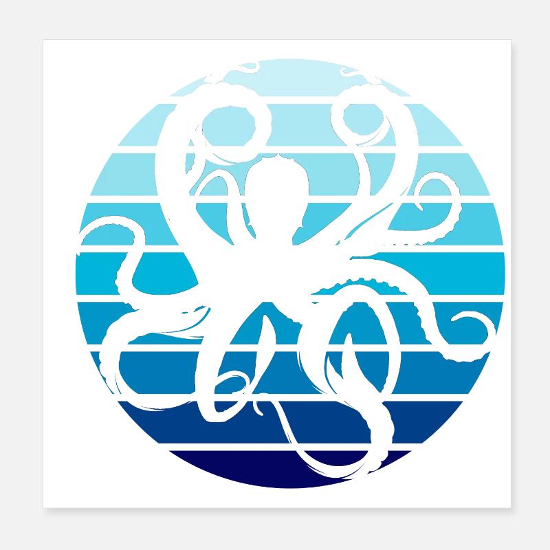 Octopus vintage gift Poster 8" x 8" (20x20 cm)