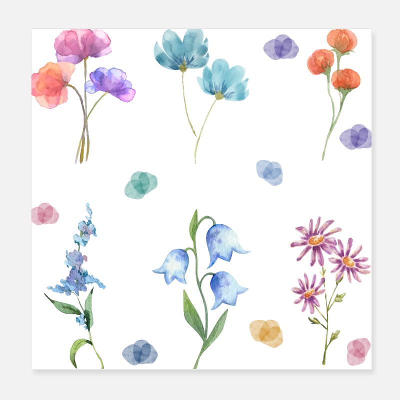 Aquarell-Blumen Poster 20x20 cm