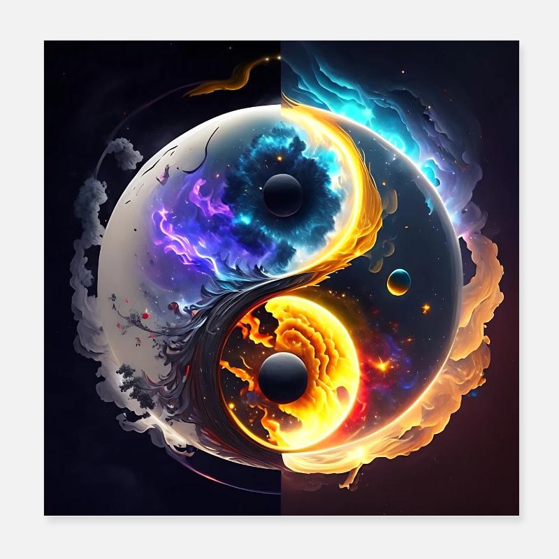 Yin und Yang - Poster 20x20 cm - Weiß