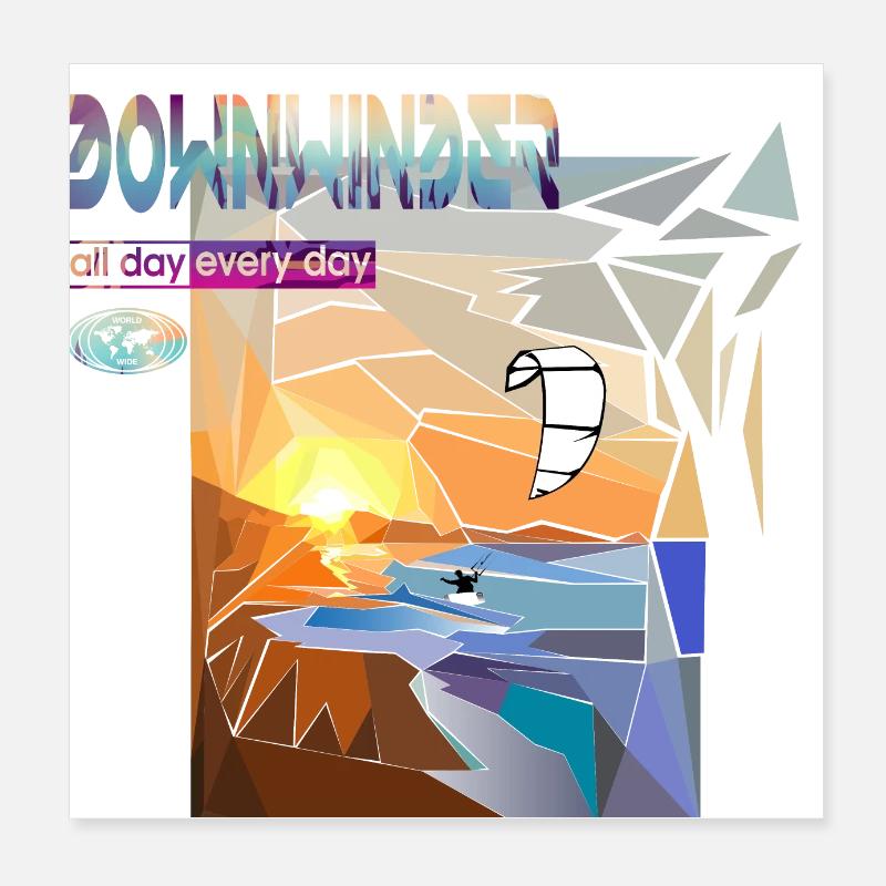 Cerf-volant downwinder Poster 20 x 20 cm