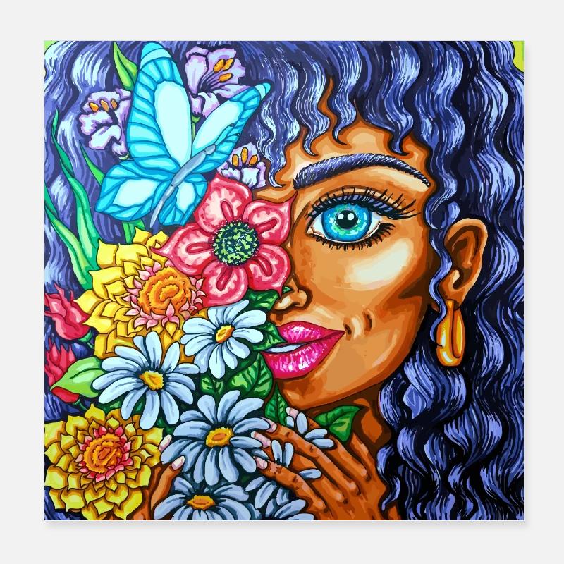 Fille aux fleurs Poster 20 x 20 cm