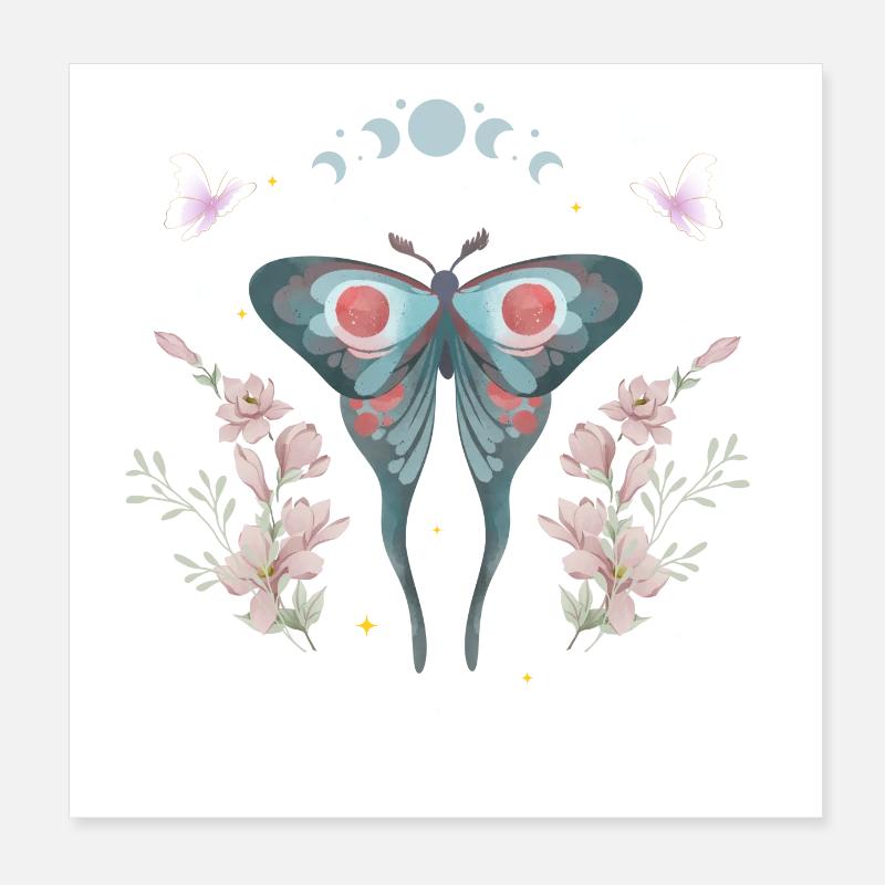 Magic Moon Butterfly Poster 8" x 8" (20x20 cm)