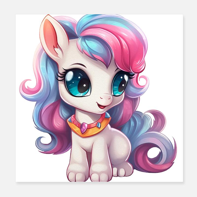 kleines Pony in blue pink Poster 20x20 cm