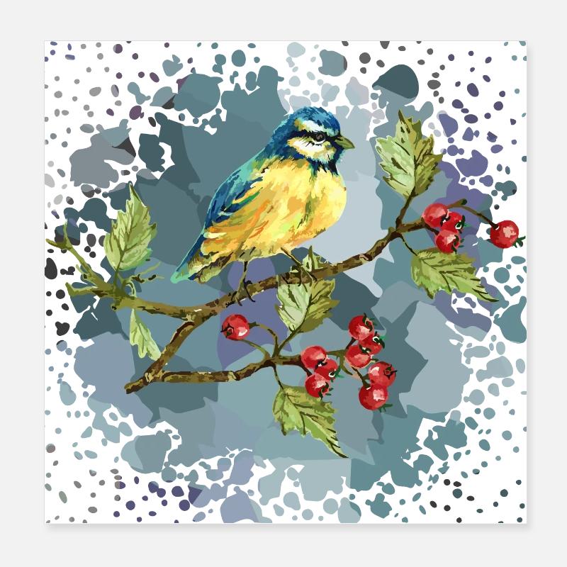 Oiseau coloré Poster 20 x 20 cm