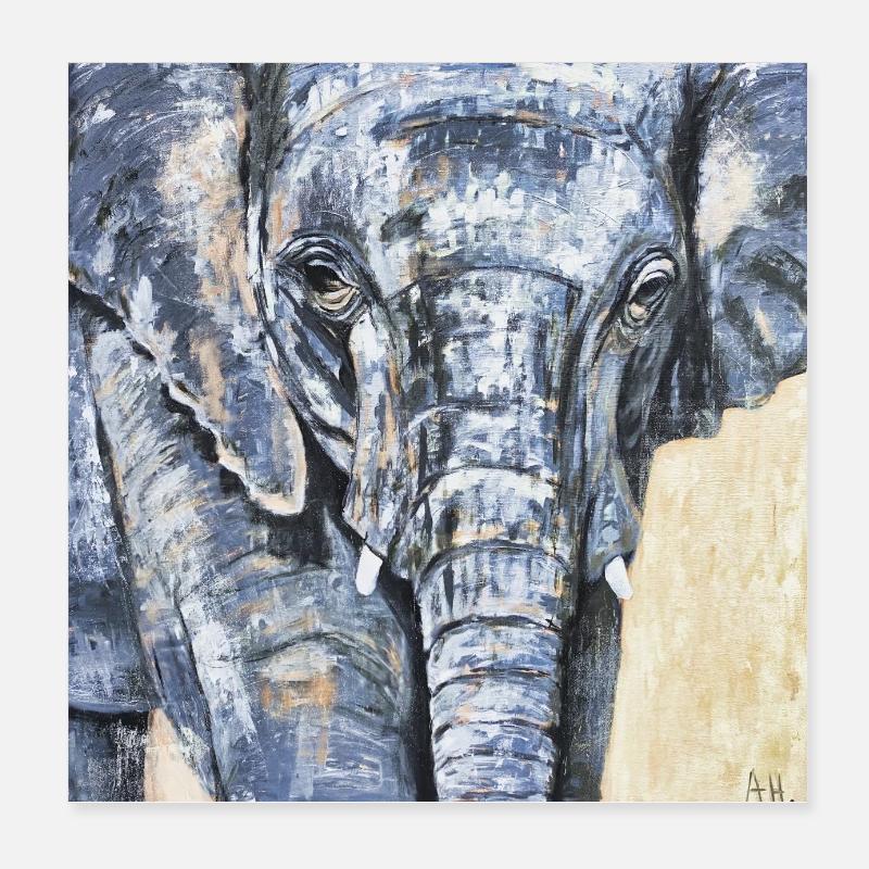 L’éléphant solitaire Poster 20 x 20 cm