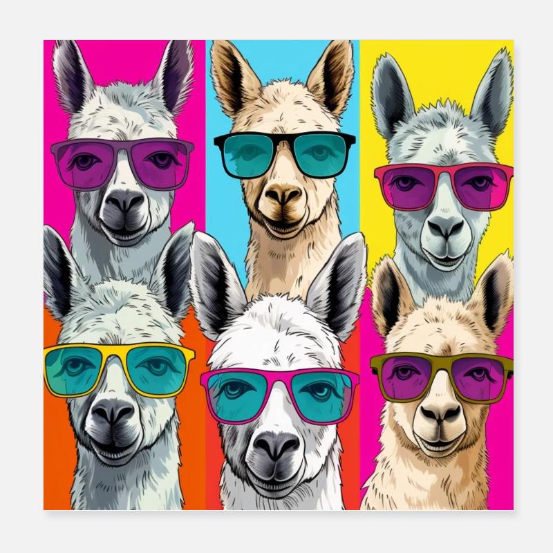 Lama Stylisch Poster 20x20 cm