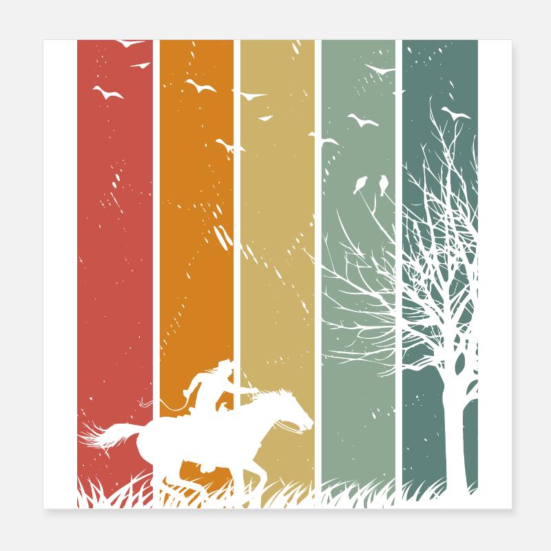 Cheval Rétro Cheval Poster 20 x 20 cm