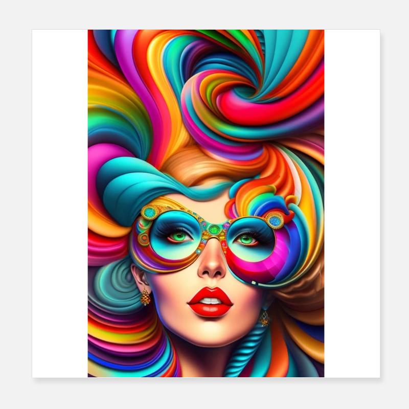 psychedelic woman Poster 8" x 8" (20x20 cm)