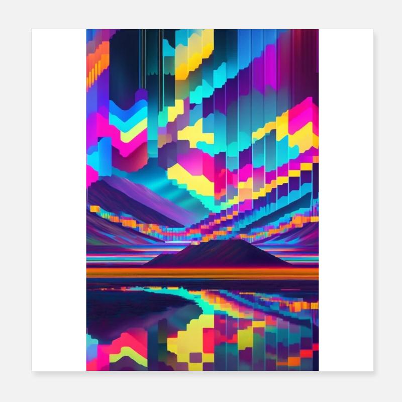 psychedelic glitch of pixels Poster 20 x 20 cm