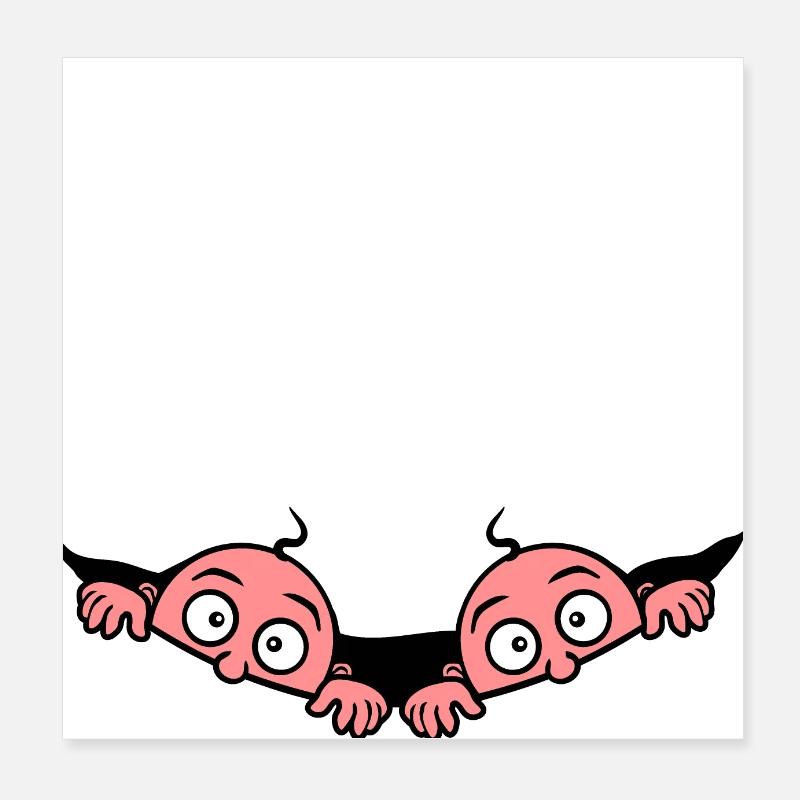 Femme enceinte avec deux bébés 2 jumeaux dans le ventre de bébé Poster 20 x 20 cm