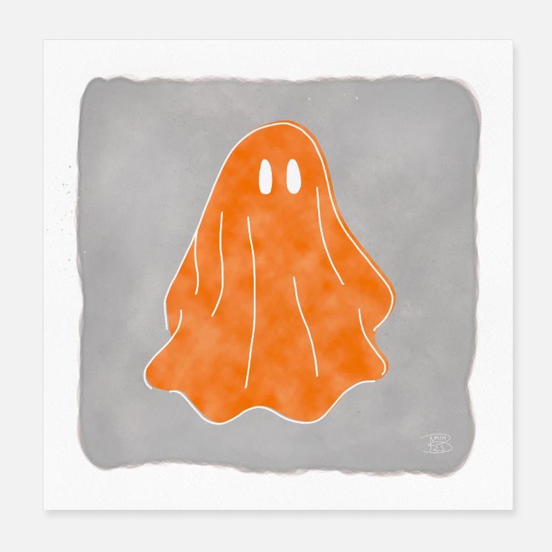Ghost, Boho Line Art Design, Series "Halloween" Poster 8" x 8" (20x20 cm)