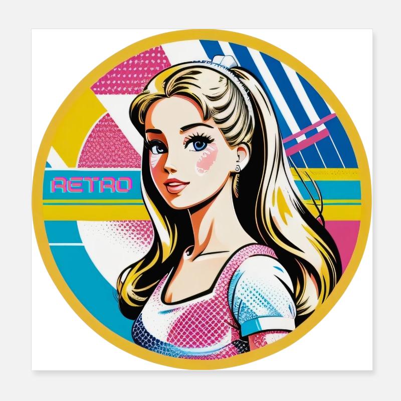 Retro Doll Poster 8" x 8" (20x20 cm)