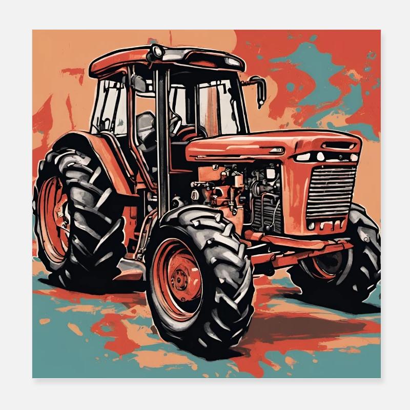 Traktor - Poster 20x20 cm - Weiß