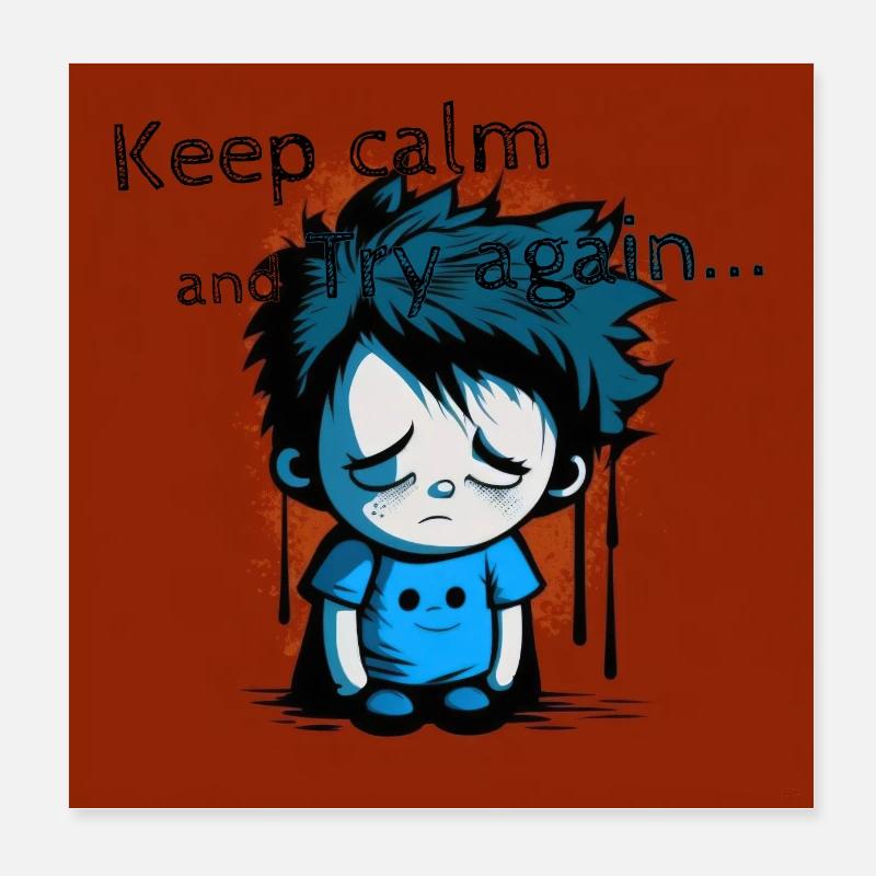 Geek - Keep calm and try again 01 Poster 8" x 8" (20x20 cm)