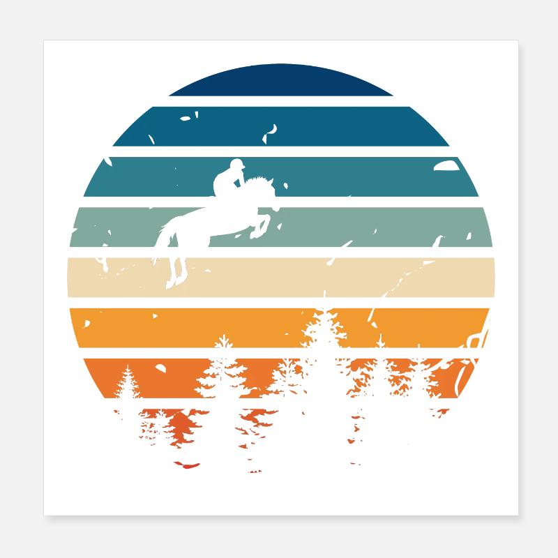 Équitation rétro Poster 20 x 20 cm