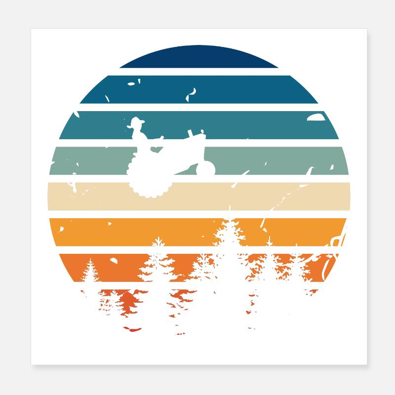 Retro-Traktor Poster 20x20 cm