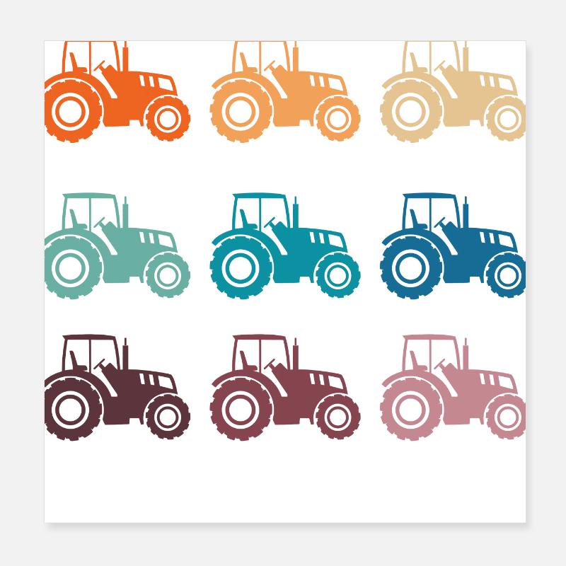 Retro tractor Poster 8" x 8" (20x20 cm)