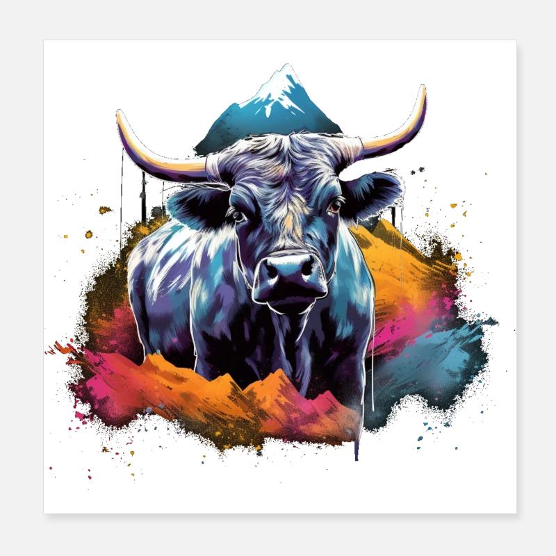 Eringer, Schweizer Eringerkuh Poster 20x20 cm