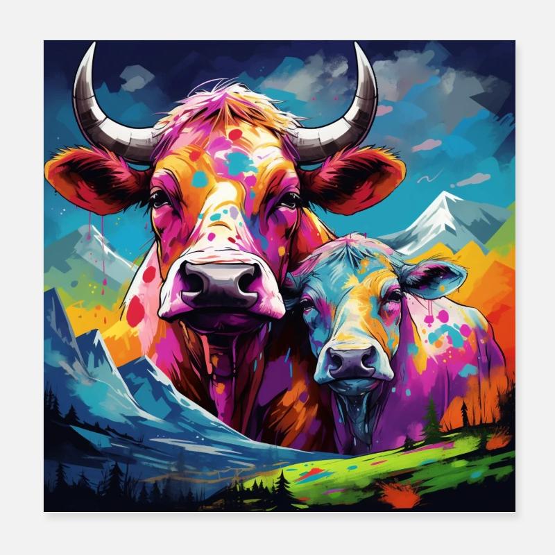 cow Poster 8" x 8" (20x20 cm)